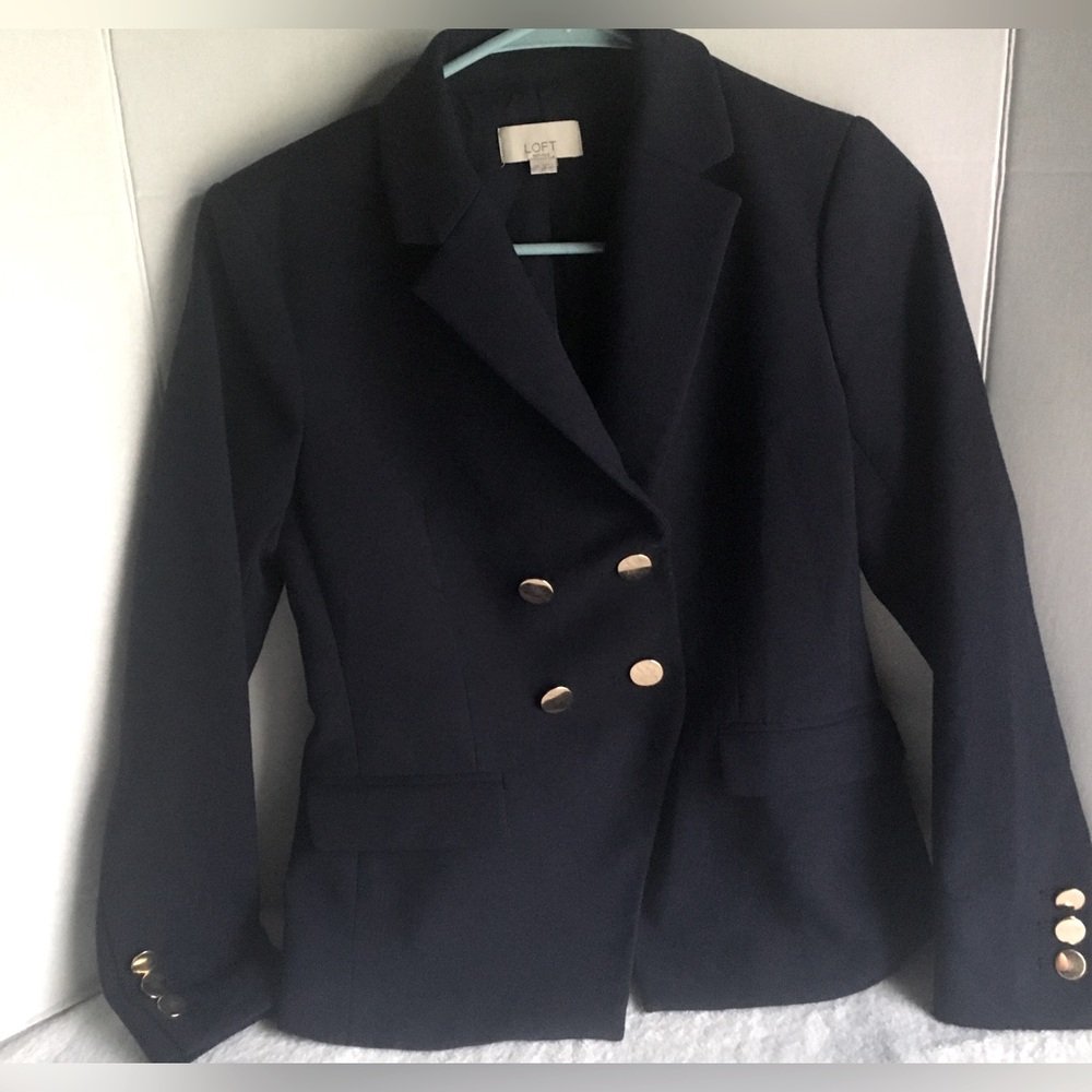 Loft Black Double Breasted Blazer Coat / Size OP
